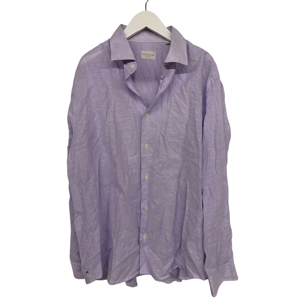 Jack Victor Men’s 2XL Lilac Lavender Purple Woven Long Sleeve Button Dress Shirt
